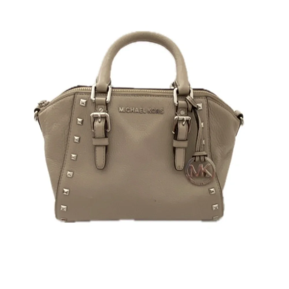 Michael Kors Pebble Leather Studded Satchel Crossbody